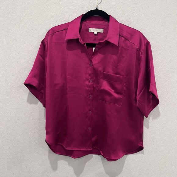 LOFT Tops - Loft Women’s Boxy Oversized Pink Button Up Shirt Small
